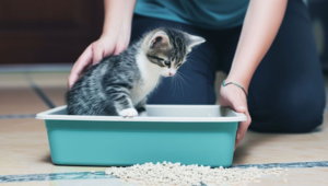 Teaching kittens to use the litter box