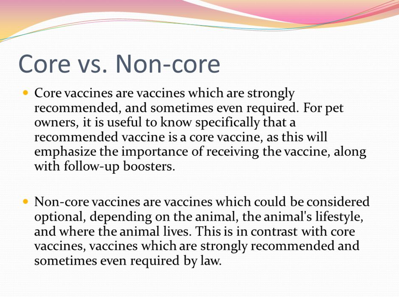 Core vs. Non-Core Vaccines