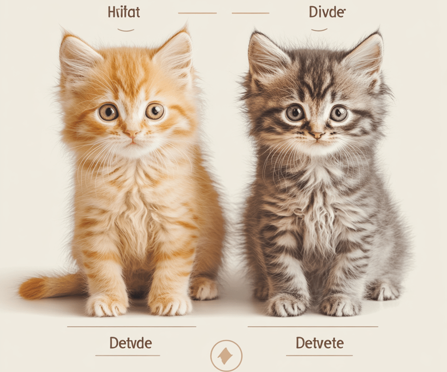 A comparison graphic showing a healthy hydrated kitten and a lethargic dehydrated kitten.