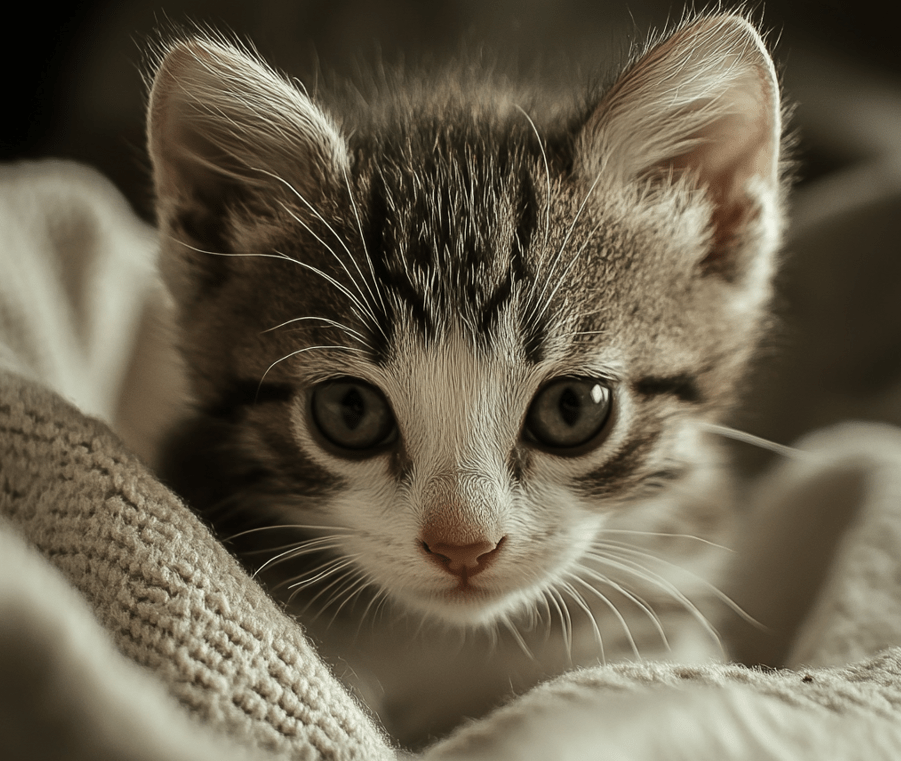 A kitten with visible signs of dehydration