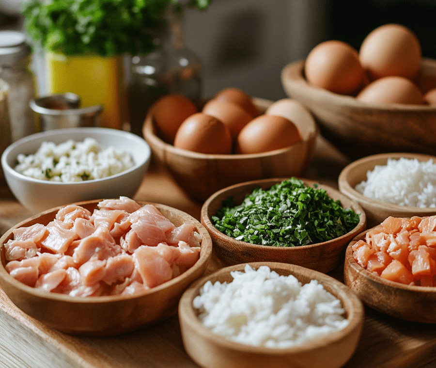  Ingredients laid out for a homemade kitten meal