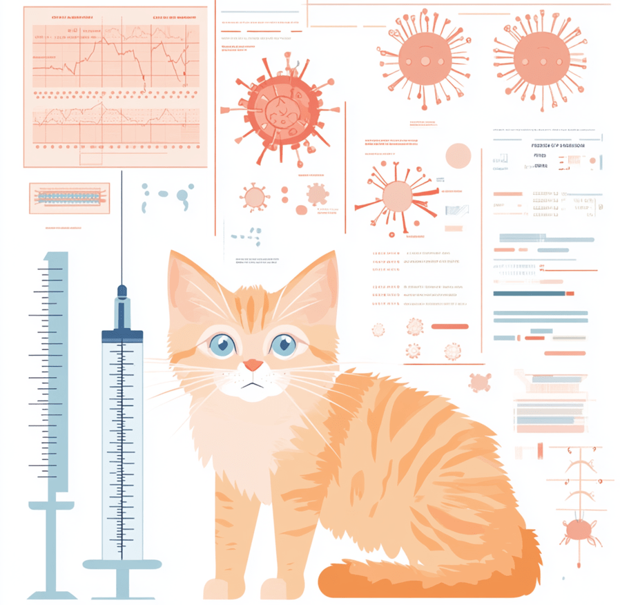 A table or chart showing core and non-core vaccines for kittens, with visuals of the diseases. 