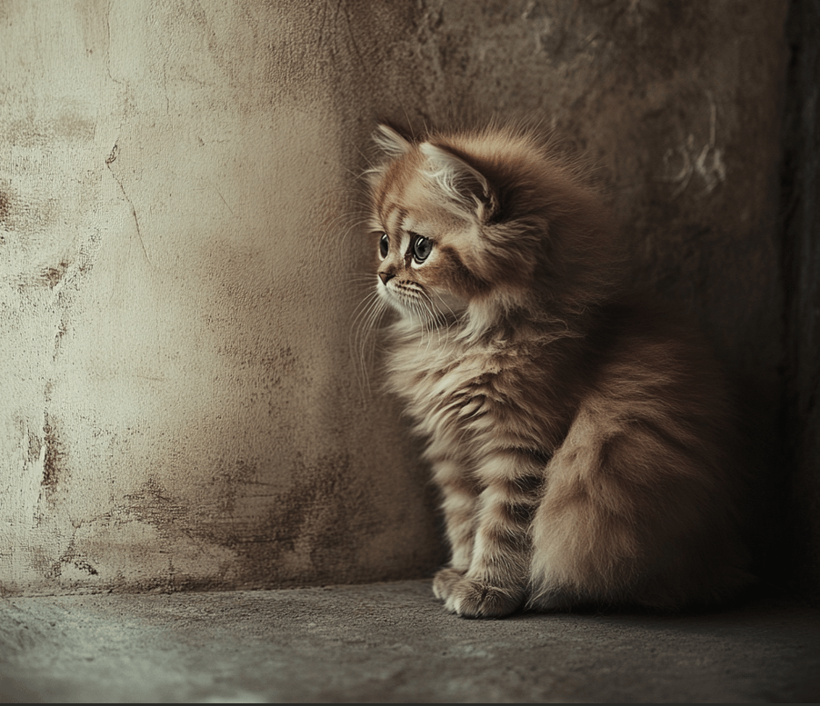 A Persian kitten showing signs of lethargy or weight loss, hinting at PKD.