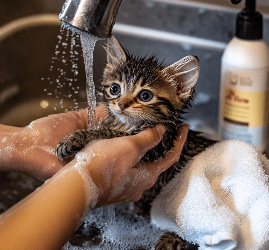 Bathing your cat.