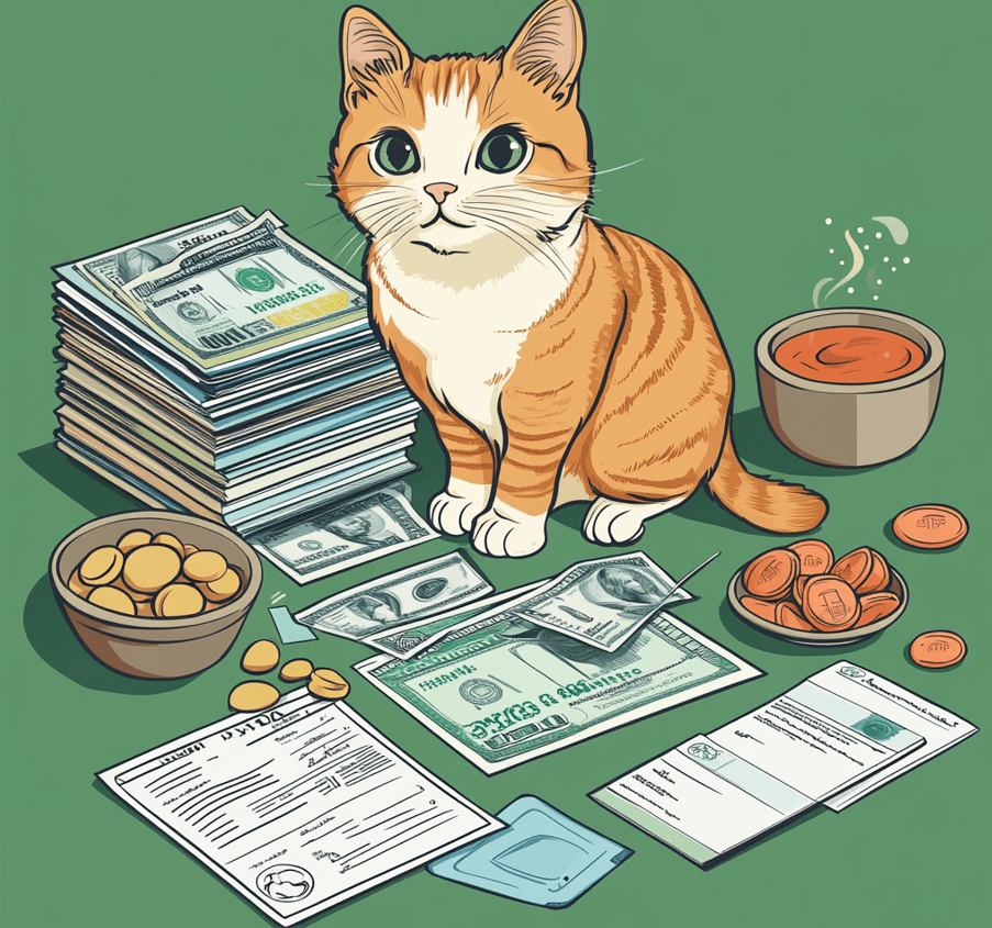 A stack of pet-related expenses