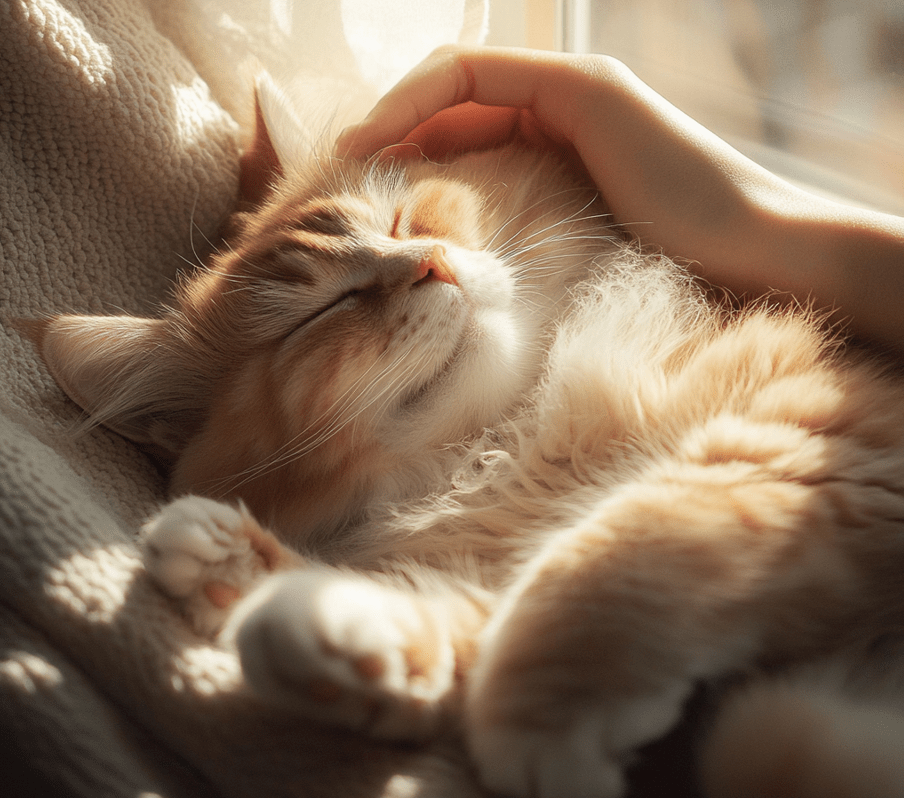 A Relaxed Cat Being Petted