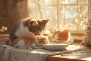 Kittens and Cats Drink Milk