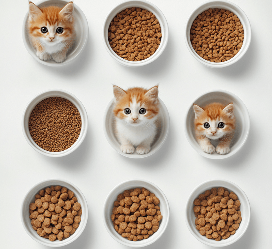 A bowl containing mashed kibble mixed with water and kitten milk. 