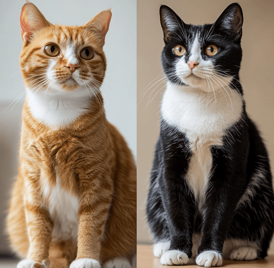 A side-by-side visual showing two cats: one with symptoms and the other healthy and symptom-free.
