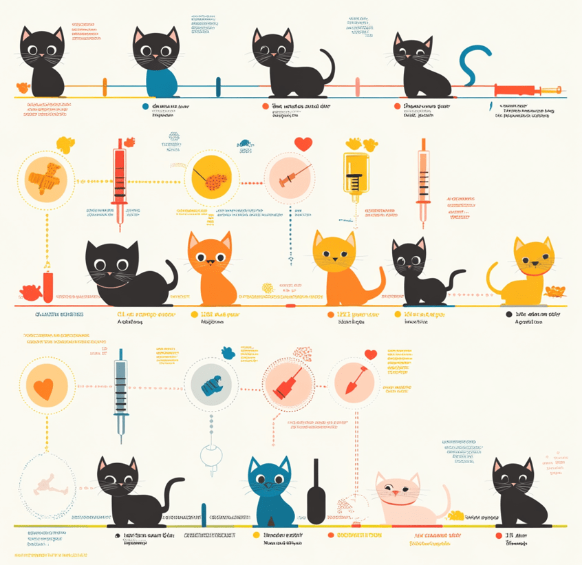 A timeline infographic showing the key weeks with vaccine icons.
