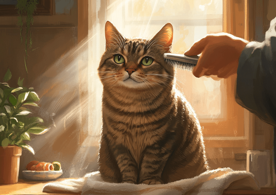 Grooming routine for cat health