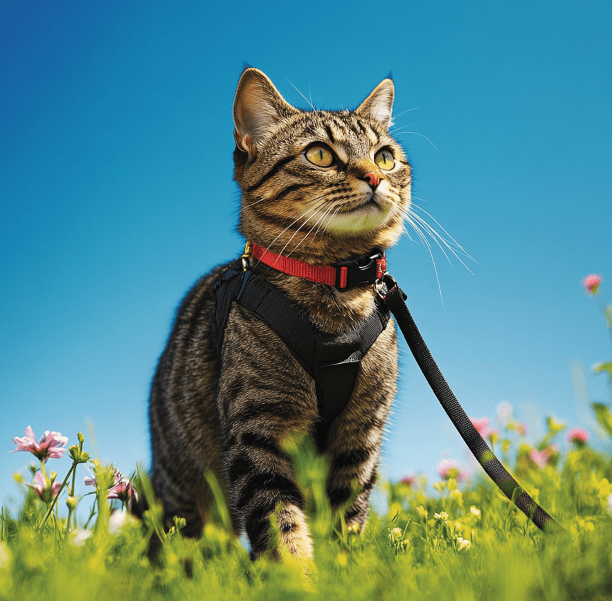 Near the text on leash-trained cats.
