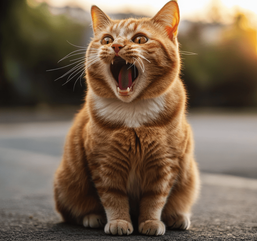 A cat struggling to breathe, showing labored breathing or signs of pain.