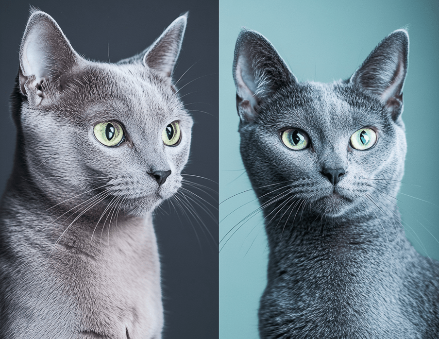 Russian Blue vs. Domestic Shorthair