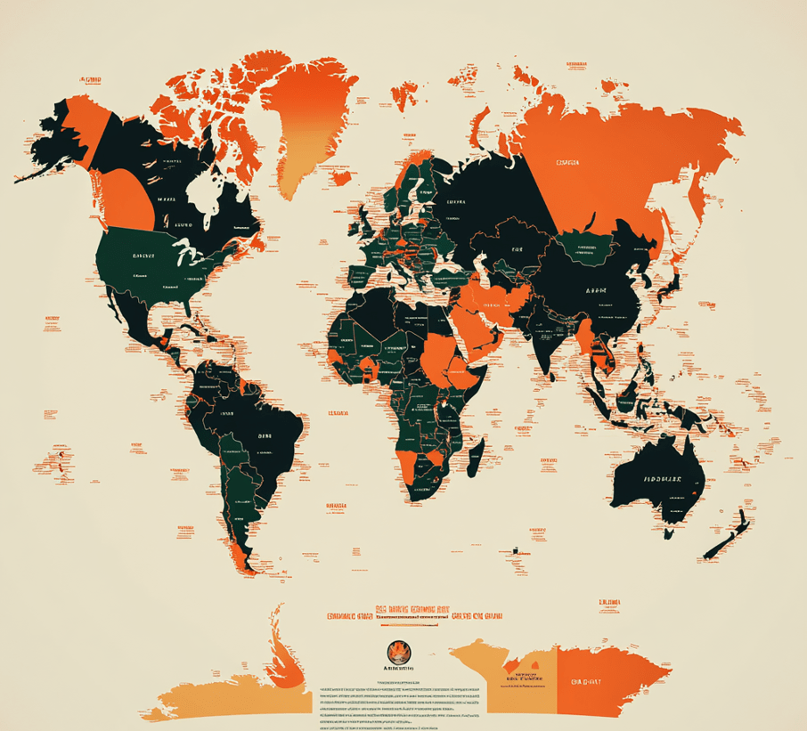 A global map marked with countries and regions highlighted to indicate where Bengal cats are banned, restricted, or allowed. 