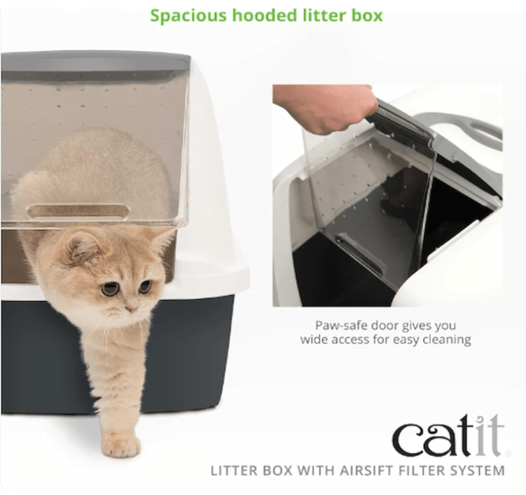 spacious hooded litter box