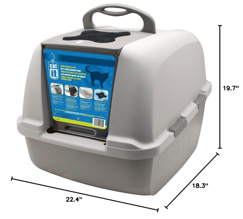 The length and width of the Catit Jumbo Hooded Cat Litter Pan are designed to comfortably accommodate larger cats.