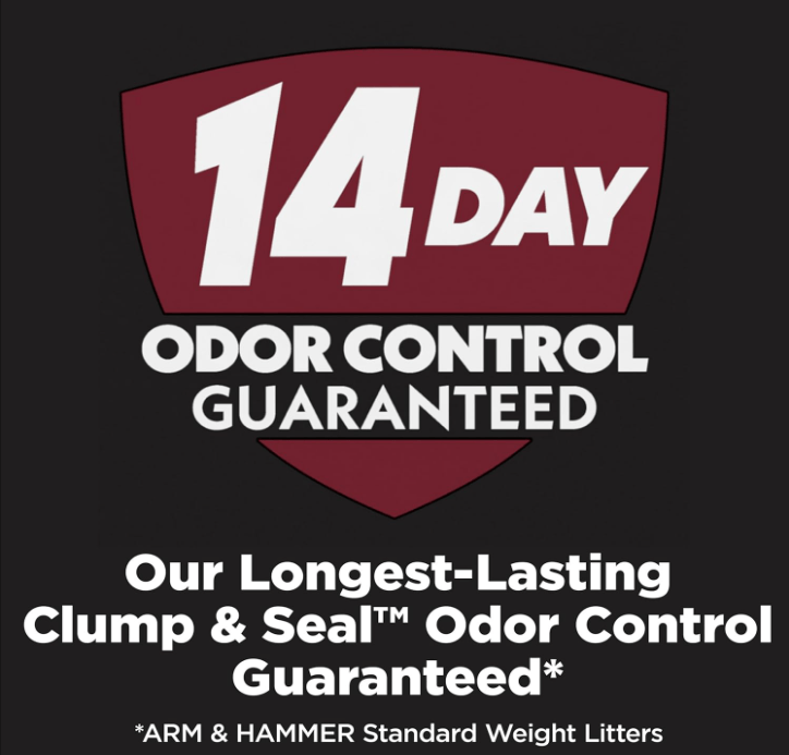 Arm & Hammer standard weight litter with guaranteed 14-day odor control.