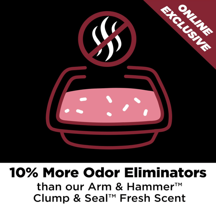 Arm & Hammer litter with 10% more odor eliminators for freshness.