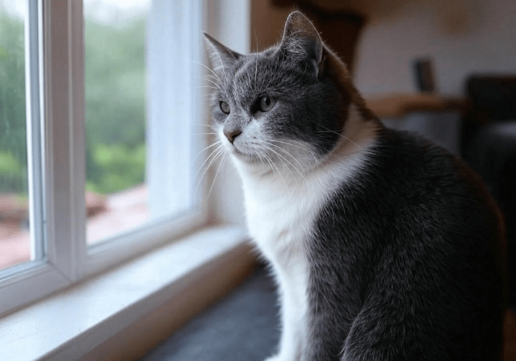 Domestic Shorthair Paws at Windows