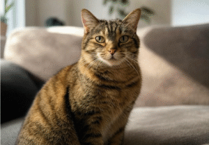 Domestic Shorthair adjusting to a new home