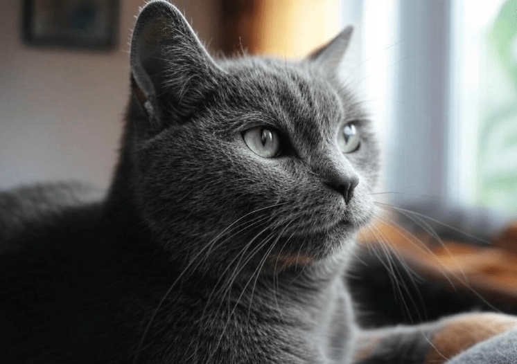 Domestic Shorthair Stares at Walls