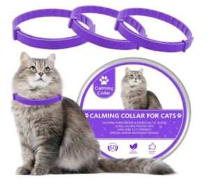 Wustentre 3 Pack Adjustable Anxiety Collar - Cat Calming Pheromones for Cats & Kittens, Stress Reliever - Relaxing Comfortable Collar (Violet) 