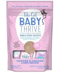 Tiki Cat Baby Thrive, Chicken & Chicken Liver, High-Protein & Flavorful, Wet Cat Food for Kittens 4 Weeks+, 5.6 oz. Pouches (Pack of 8) 