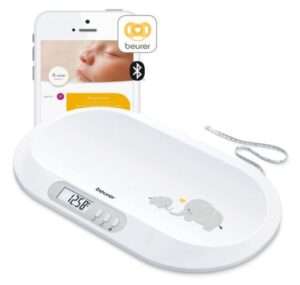 Beurer BY90 Baby Scale, Pet Scale, Digital, with Measuring Tape, tracking weight with App | For: Infant, Newborn, Toddler /Puppy, Cat - Animals | LCD Display, weighs Lbs/Kg/Oz Highly accurate 