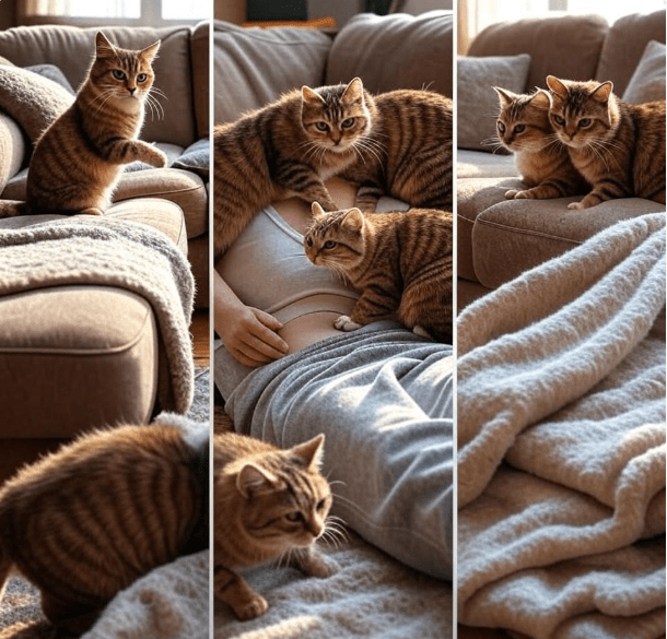 Collage of four kneading scenarios.
