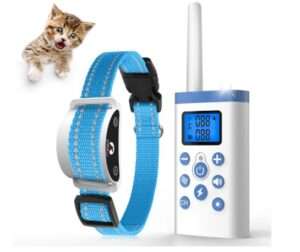 PaiPaitek Cat Shock Collar with Remote, Cat Training Collar with Auto Anti-Meow, Beep, Vibration, Safety Shock 4 Modes for Bad Behaviour, Rechargeable, Effective for Stopping Cats Meowing
