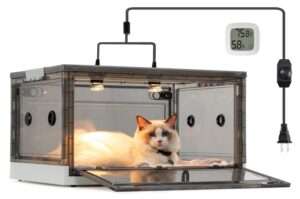 REDDOUDOU Newborn Puppy and Kitten Incubator, Pet Incubator with Pet Heating Lamp, Temperature and Humidity Detection and Cotton Pad 85L
