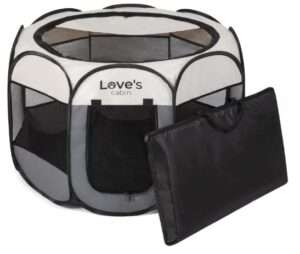 Love's cabin Pet Puppy Dog Playpen, Small Dog Tent Crates Cage Indoor/Outdoor, Portable Playpen for Cat, Foldable Pop Up Dog Kennel Playpen with Carring Case, Removable Zipper Top, Grey 