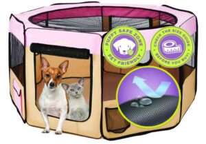 Zampa Dog Playpen Medium 45"x45"x24" Pop Up Portable Playpen for Dogs and Cat, Foldable | Indoor/Outdoor Pen & Travel Pet Carrier + Carrying Case. 