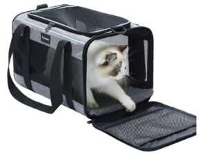 Vceoa 17.5x11x11 Inches Cat, Dog Carrier for Pets Up to 16 Lbs, Soft-Sided Cat Bag Animal Carriers Travel Puppy Carry As a Toy of Fabric Pet Home 