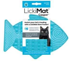 LickiMat Casper, Fish-Shaped Cat Slow Feeders Lick Mat, Boredom Anxiety Reducer; Perfect for Food, Treats, Yogurt, or Peanut Butter. Fun Alternative to a Slow Feed Cat Bowl or Dish, Turquoise 