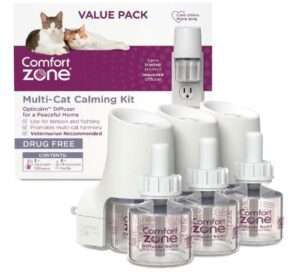 COMFORT ZONE Value Kit; 3 Multicat Diffusers & 6 Refills; Cat Calming Pheromone; Reduce Stress, Aggression, Fighting, Urine Marking, Scratching
