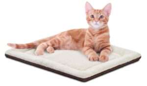 K&H PET PRODUCTS Self-Warming Cat Bed Pad, Self Heating Pad for Outdoor Cat Houses, Warming Mat for Indoor Pet Beds & Furniture, Reversible Blanket, Washable - Small 21 X 17in Oatmeal/Chocolate

