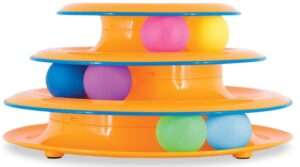 Catstages Tower of Tracks Interactive 3-Tier Cat Track Toy with Spinning Balls, Orange
