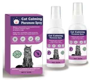 Cat Calming Pheromone Spray, Anti Anxiety Pet Products - Feline Calm Pheromones, Cats Reduces Scratching Furniture Peeing Marking Calming Cat for Travel, Vet Visits - 60 Day Kit (2 * 60 mL) 