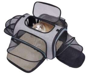 Siivton 4 Way Expandable Pet Carrier, Airline Approved Collapsible Cat Soft-Sided Carriers W/Removable Fleece Pad for Cats, Puppy, Small Dogs (18"x 11"x 11") 
