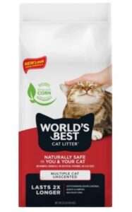 WORLD'S BEST CAT LITTER Multiple Cat Unscented, 32-Pounds - Natural Ingredients, Quick Clumping, Flushable, 99% Dust Free & Made in USA - Long-Lasting Odor Control & Easy Scooping 