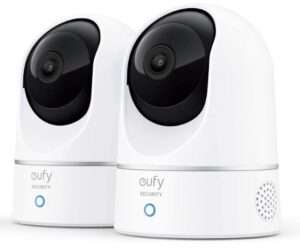 eufy Security Indoor Cam E220 2-Cam Kit, 2K Security Indoor Camera Pan & Tilt, Plug-in Camera with Wi-Fi, Human & Pet AI, Voice Assistant Compatibility, Motion Tracking, Homebase 3 Compatible 