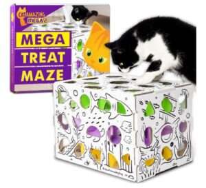 MEGA – Cat Treat Puzzle Box – Interactive Treat Maze – Cat Puzzle Feeder – Treat Box for Indoor Cats – Enrichment Food Toy – Best Cat Toy Puzzle for Cats! 