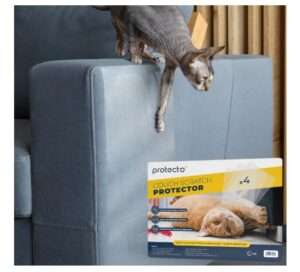 PROTECTO® Cat Scratch Furniture Protector - 16"x12" Clear Pet Couch Protector Scratch Guard - Self-Adhesive Sofa Safe™ Design - Cat Scratching Post for Couch, Sofa Legs & Corners (4-Pack) 
