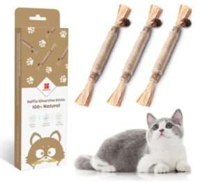 Potaroma 3 Pack Natural Silvervine Sticks Cat Toys, Catmint Silvervine Blend Sticks, Catnip Kittens Chew Toys Teeth Cleaning, Matatabi Dental Care Cat Treat Edible Kitty Lick Toys, Package May Vary 