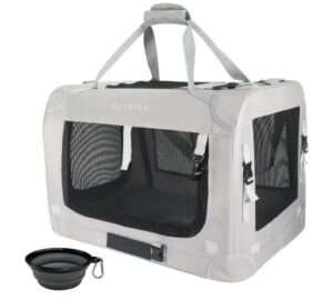 Extra Large Cat Carrier Soft Sided, Portable Small Dog Carrier for 2 Cats, 24"x16.5"x16" Car Travel Folding Comfortable Design with Bowl, Grey 