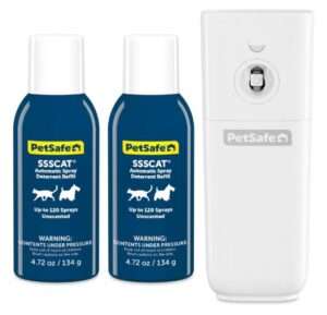 PetSafe SSSCAT Automatic Spray Pet Deterrent + 1 Refill Can - Worlds Leading Motion-Activated Repellent for Cats and Dogs - Keep Pets Off Furniture, Stop Scratching
