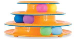 Catstages Tower of Tracks Interactive 3-Tier Cat Track Toy with Spinning Balls, Orange
