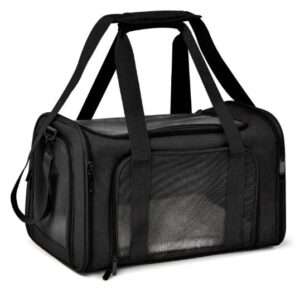 Henkelion Cat Carriers Dog Carrier Pet for Small Medium Cats Dogs Puppies up to 15 Lbs, TSA Airline Approved Soft Sided, Collapsible Travel Puppy - Black 